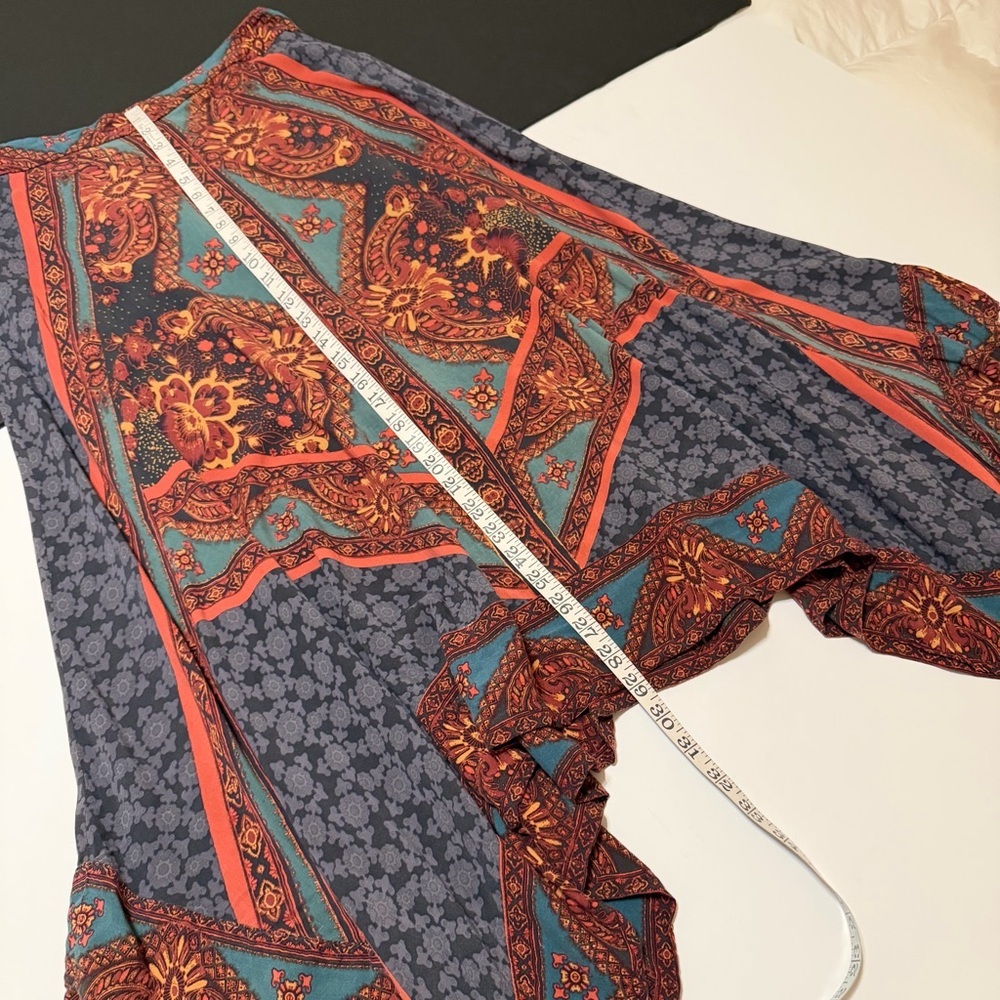 Free People Bedouin Traveler handkerchief skirt, flowy Rayon, bohemian print, M - Picture 5 of 10